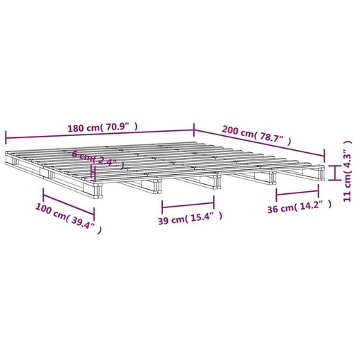  Krevet od paleta bijeli 180 x 200 cm borovina veliki bračni Slike