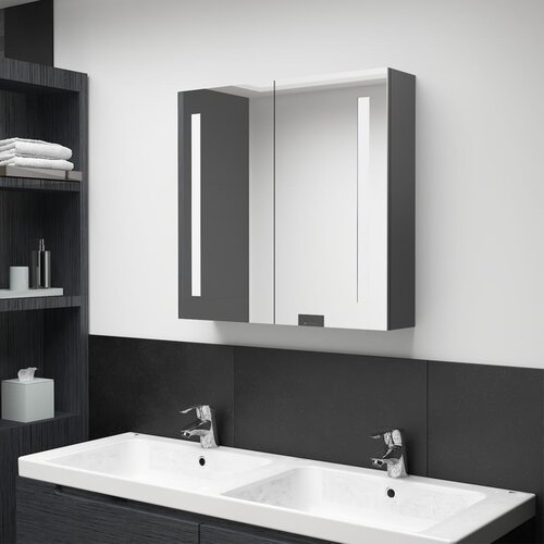 VidaXL LED kopalni&amp;scaron;ka omarica z ogledalom siva 62x14x60 cm, (20622269) Slike