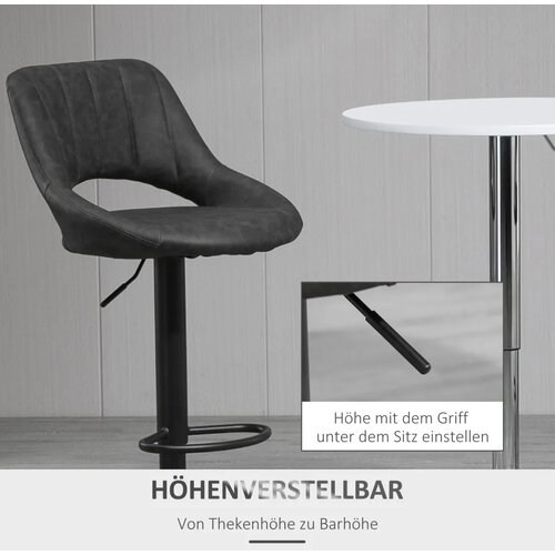  Set od 2 barske stolice izgled kože okretne podesiva visina oslonac za noge metalni okvir 47 x 52 x 87-109 cm siva Slike