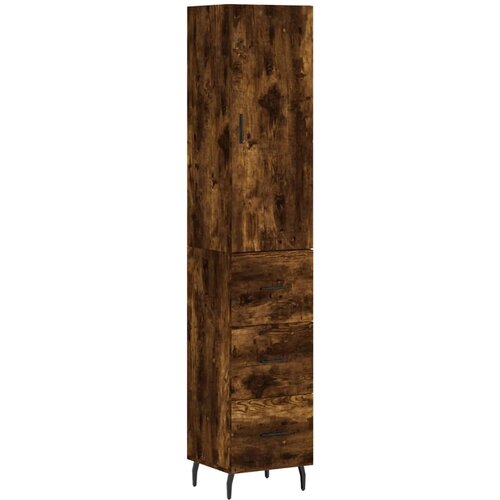 Maison Chic Visoka omara - Komoda - Predalnik dimljeni hrast 34,5x34x180 cm inženirski les, (21722040) Cene
