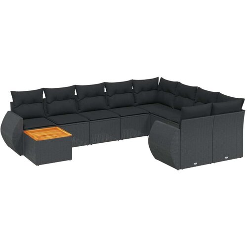 vidaXL 10-dijelni set vrtnih sofa s jastucima crni od poliratana Cijene
