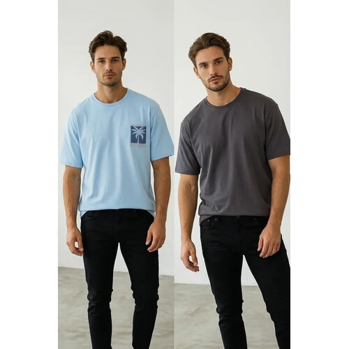 Trendyol mu&amp;scaron;ka majica Tmnss25Ts00212, Antracit-Plava / Siva Slike