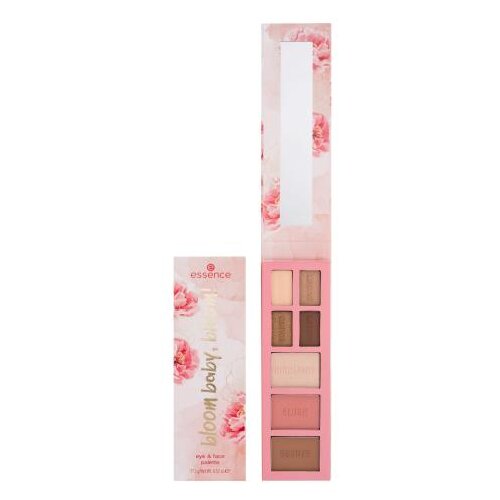 Essence Bloom Baby, Bloom! Eye & Face Palette paletka s senčili za oči, osvetljevalcem, rdečilom in bronzerjem 11.5 g Odtenek 01 make it bloom Cene