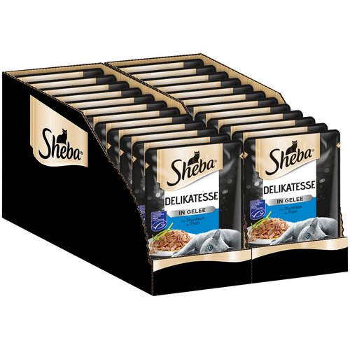 MEGA pakiranje Sheba različice v vrečkah za ohranjanje svežine 24 x 85 g - Delikatesse v želeju s tuno Cijene