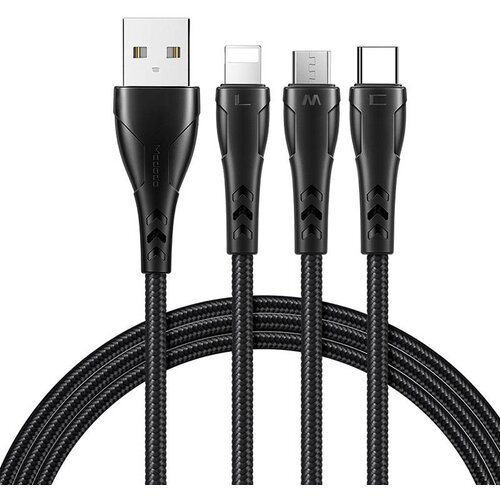 McDodo kabel 3v1 usb v usb-c / lightning / micro usb, CA-6960, 1,2 m (črn), (20636247) Slike