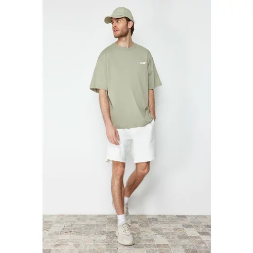 Trendyol Mint Men's Oversize/Wide-Fit Text Printed Short Sleeve 100% Cotton T-Shirt
