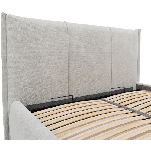 MID.YOU OBLAZINJENA POSTELJA 180 cm x 200 cm , les, tekstil, leseni material svetlo siva Slike