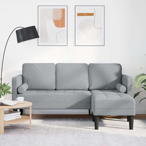 VidaXL Kutna garnitura Svjetlosiva Masivna bukovina 173 x 131 x 67 cm Slike