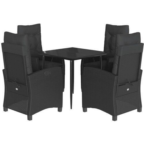  5-dijelni vrtni blagovaonski set s jastucima od poliratana crni Crna Dužina stola 80 cm Slike