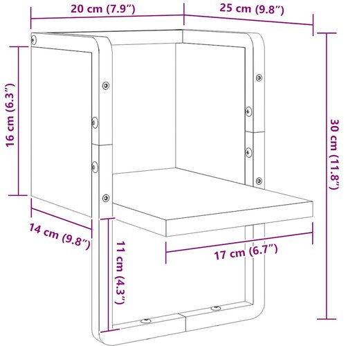  Zidna polica s prečkom boja hrasta sonome 20 x 25 x 30 cm Slike