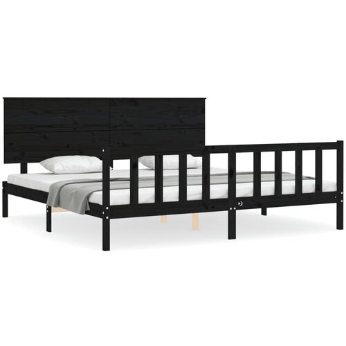 VidaXL Posteljni okvir z vzglavjem črn 200x200 cm trden les, (20642832) Slike