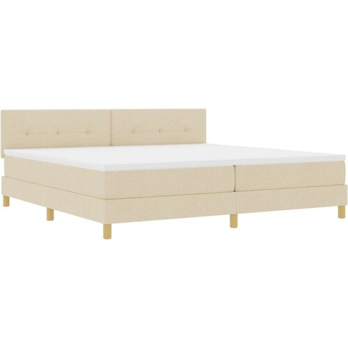  Krevet s uzglavljem s madracem Krem 200x200 cm Tkanina Slike