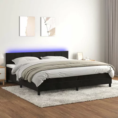  Box spring postelja z vzmetnico LED črna 200x200 cm žamet, (20894542)