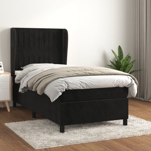 The Living Store Box spring postelja z vzmetnico črna 90x200 cm žamet - Box Spring Postelja, (21488953) Cene