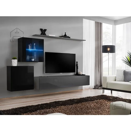 ASM Meble Dnevni TV regal Switch XV 250 cm LED - črn/grafit