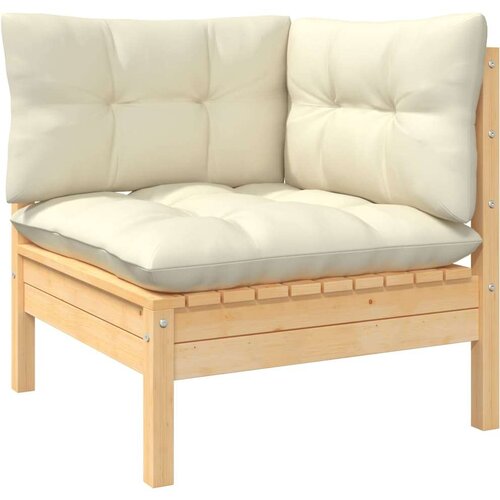  9-dijelna vrtna garnitura od masivne borovine s krem jastucima Slike