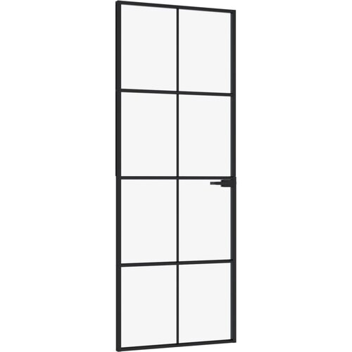 vidaXL Notranja vrata črna 76x201,5 cm kaljeno steklo & aluminij tanka, (20825978) Cene