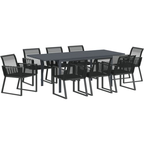 vidaXL 9 komadi vrtni set crni poliratan, Proširivi vrtni stol antracit (140-210)x90x73 cm Cijene