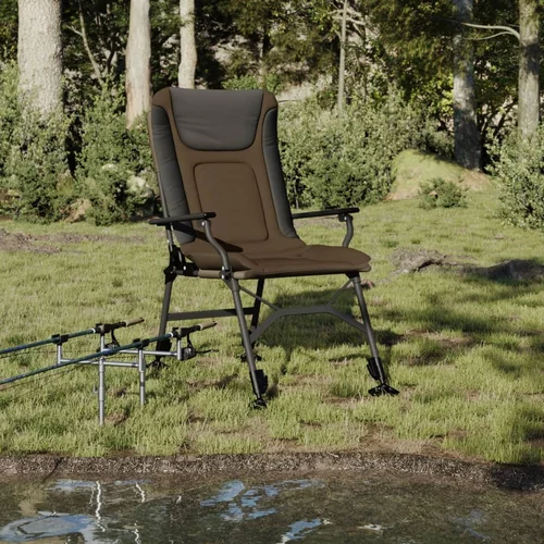 vidaXL Ribička stolica s naslonima za ruke sklopiva smeđesiva