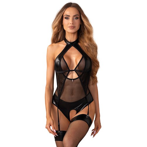 Obsessive Dominna Crotchless Teddy Black S/M Cene