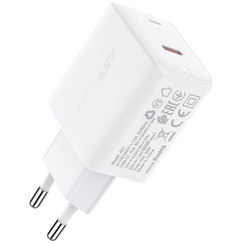 Acefast Stenski polnilec A21 30W GaN USB-C (bel), (20633280) Cene