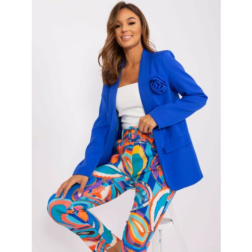 Fashion Hunters Cobalt elegant jacket with flower Slike