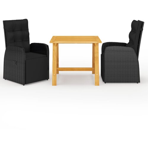 VidaXL 3-dijelni vrtni blagovaonski set crni Slike