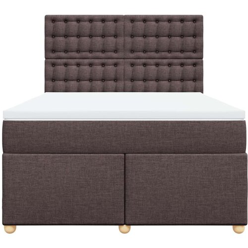 VidaXL Krevet s oprugama i madracem tamnosmeđi 140 x 190 cm od tkanine Slike