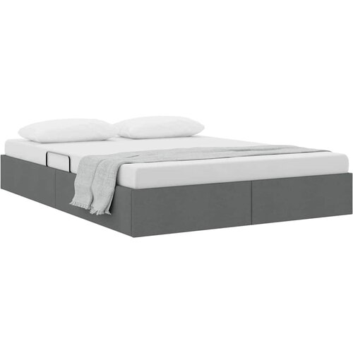 VidaXL Krevet s od storage s pohranom Tamnosiva 153 x 203 cm Tkanina - Tamnosiva 152 x 203 cm Slike