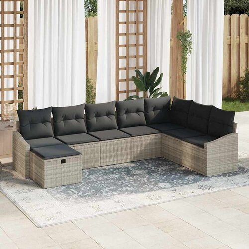  Sjedeća garnitura za vrt 8 kom. poliratan Smeđa 288,5 x 178,5 x 85 cm Slike