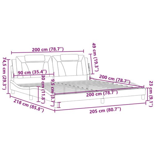  Okvir za krevet s uzglavljem sivi 200x200 cm od umjetne kože Slike