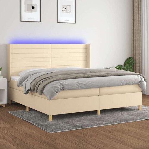  Box spring s madracem LED krem 200x200 cm od tkanine Slike