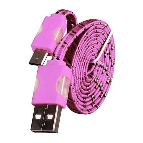  Podatkovni data kabel - računalniški polnilec - micro USB - LED - roza Cene