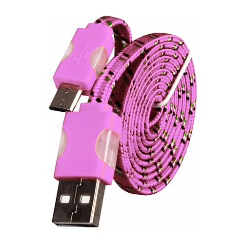  Podatkovni data kabel - računalniški polnilec - micro USB - LED - roza