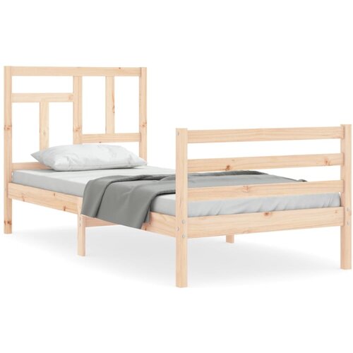 VidaXL Posteljni okvir z vzglavjem 90x200 cm trden les, (20738630) Slike