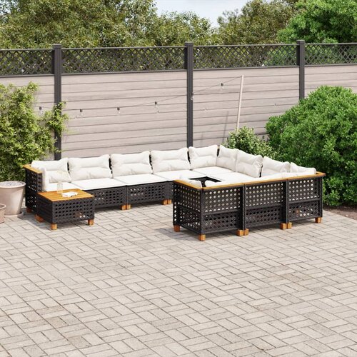 vidaXL 11-dijelni set vrtnih sofa od poliratana s jastucima crni Cijene