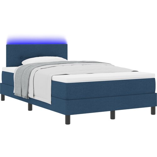 vidaXL Box Spring postelja z vzmetnico in LED modra 120x200 cm tkanina, (22067388) Cene
