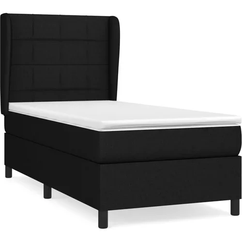 vidaXL Box spring postelja z vzmetnico črn 90x190 cm blago, (20792223)