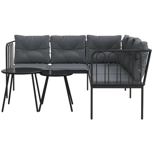  Set vrtnih sofa s jastucima crni od čelika i tekstilena Slike