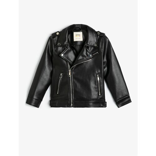 Koton Faux Leather Jacket Zipper Double Breasted With Pocket Cene