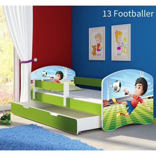  Otro&scaron;ka postelja ACMA z motivom, stranska zelena + predal 160x80 cm 13 Footballer Cene