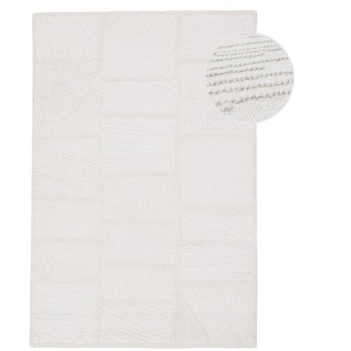 Flair Rugs Bijeli ručno rađen tepih od mje&amp;scaron;avine vune 140x200 cm Sculptured Blocks &amp;ndash; Slike