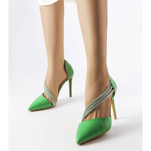 Gemre Green stilettos adorned with zirconia Abbotsford Cene