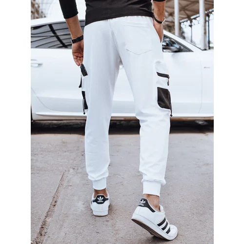 DStreet Men's White Cargo Sweatpants