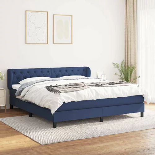  Box spring postelja z vzmetnico modra 160x200 cm blago, (20893277)