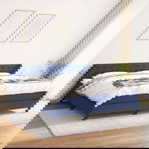  Krevet s oprugama i madracem plavi 160x200 cm od tkanine Slike