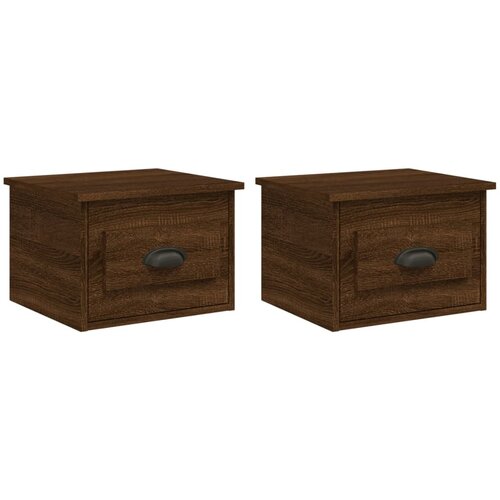 Maison Chic Stenski Dvo delni komplet Nočne omarice - Nočne mize rjavi hrast 41,5x36x28 cm, (21688373) Slike
