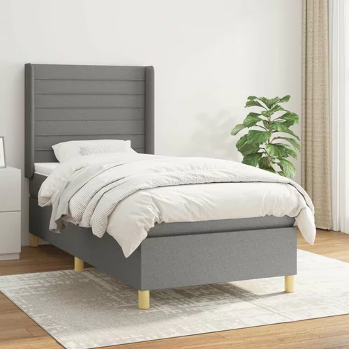  Box spring postelja z vzmetnico temno siva 80x200 cm blago, (20900498)