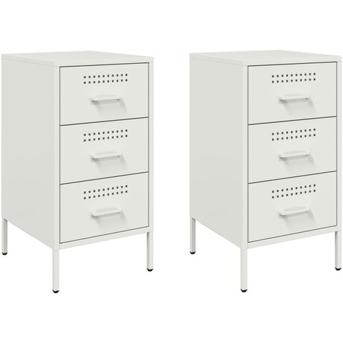 Maison Chic Dvo delni komplet Nočne omarice - Nočne mize bela 36x39x68 cm jeklo, (21687075) Cene