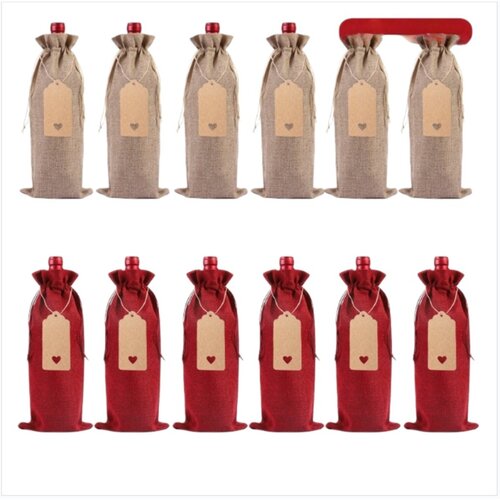 INF 12 Kosov Vrečk za Vino iz Me&scaron;anega Platna z Vrvico - 15x35 cm, (5000241896) Cene